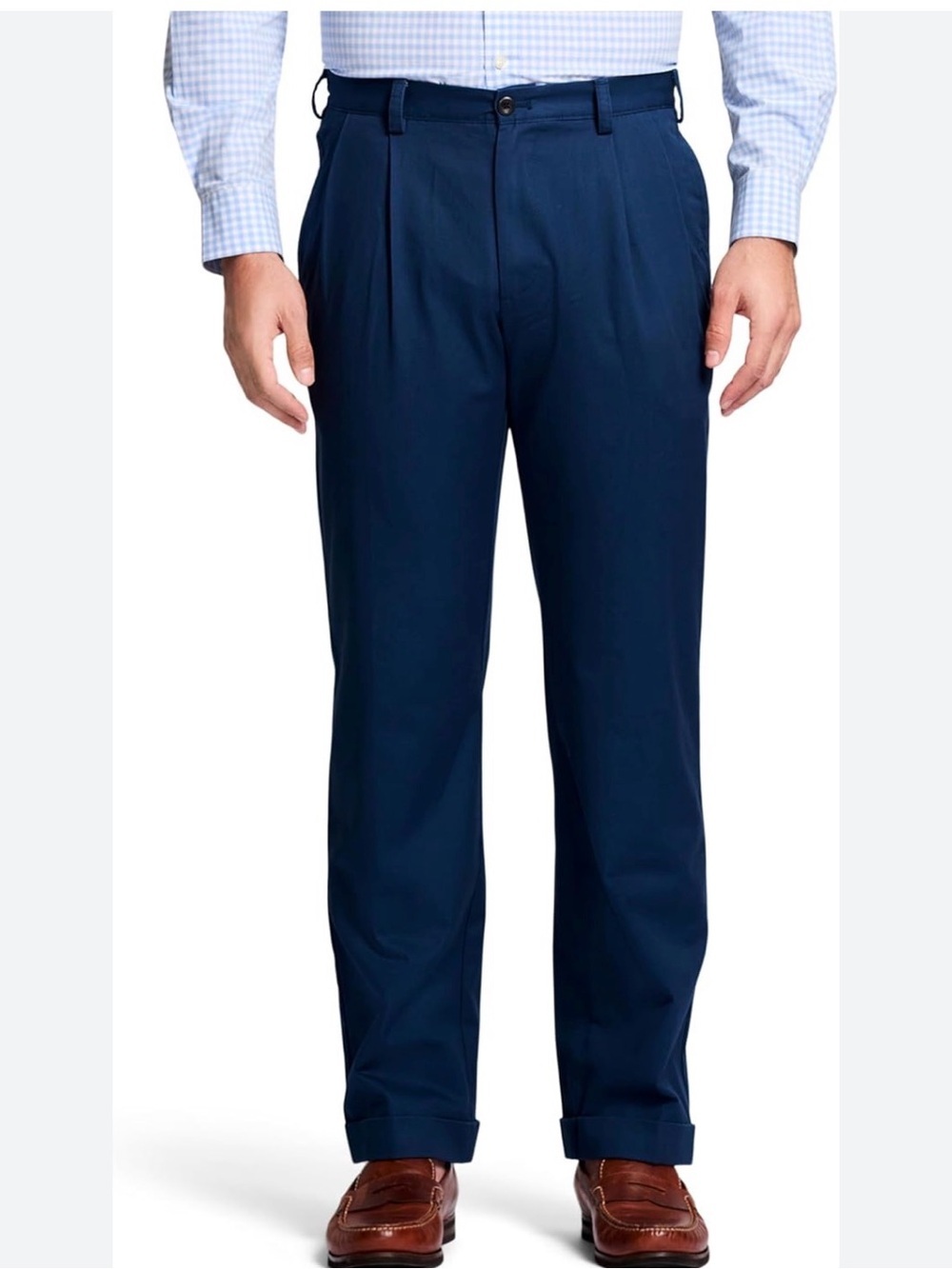 NWT IZOD American Chino Classic Wrinkle Free Pleated Big & Tall Navy Pants 38/36